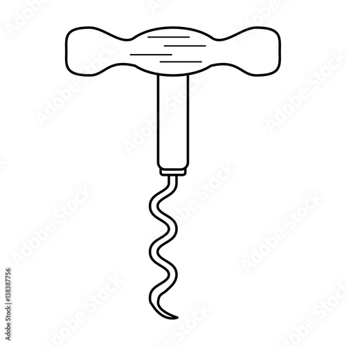 corkscrew wine handle thin line vector illustration eps 10