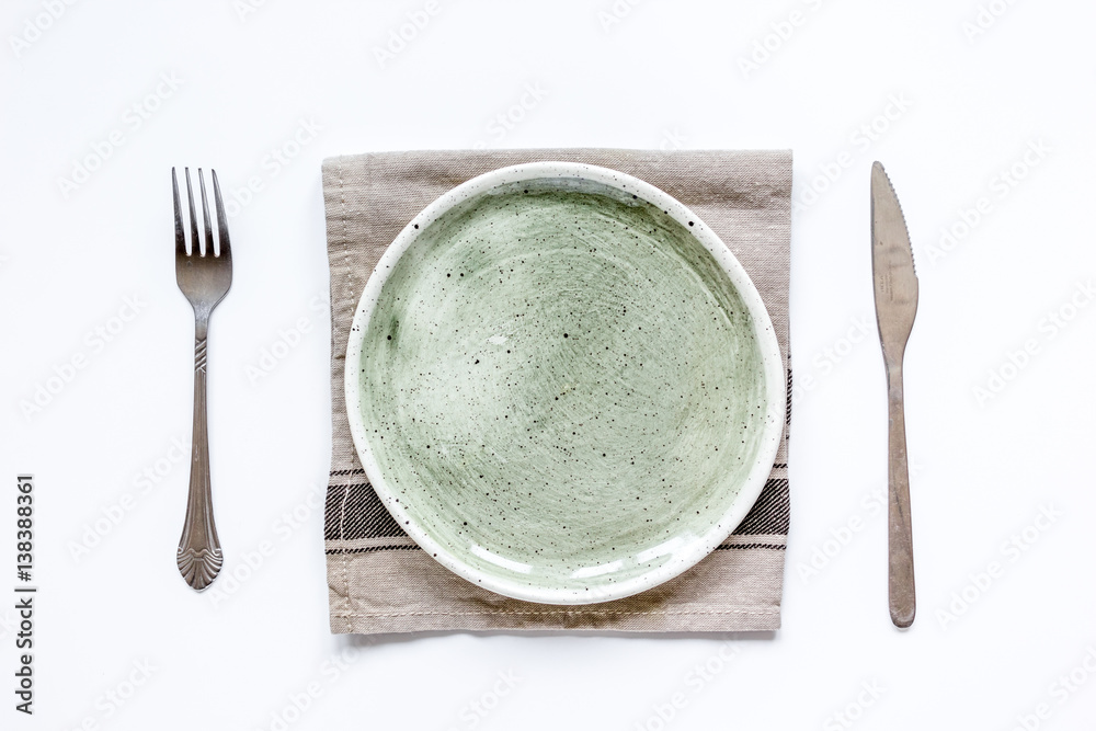 ceramic tableware top view on white background mock up ceramic tableware top view on white background mock up