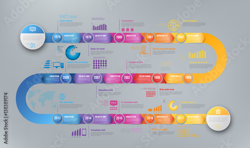Infographics arrow timeline hystory template