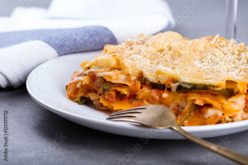 Vegetarian lasagne on the plate
