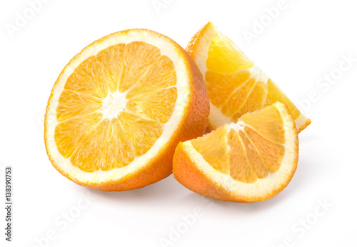 Fototapeta Naklejka Na Ścianę i Meble -  Orange fruit half and two segments