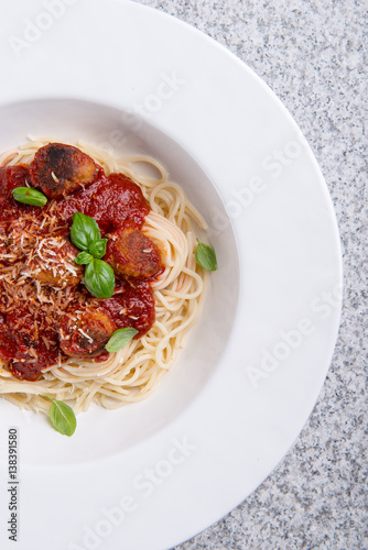 Pasta with meatballs and tomato sauce