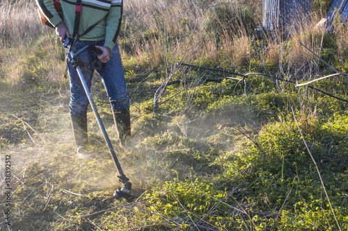 Man works in the countryside photo