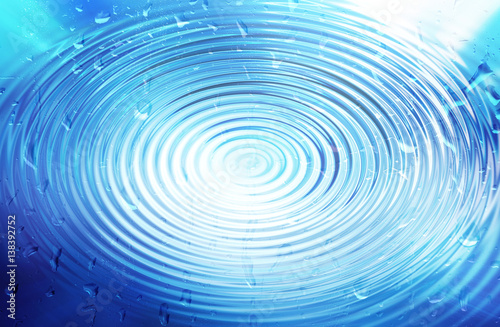 Abstract blue shiny wet swirling water pattern background. Artistic spin circle blurred effect.