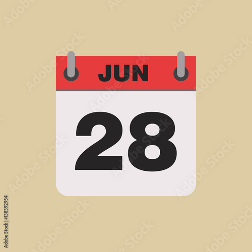 calendar flipping date time day month June simple flat vector illustration application app logo icon