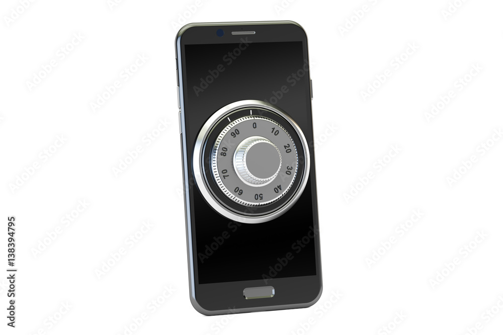 phone with combination lock, 3D rendering phone with combination lock, 3D rendering