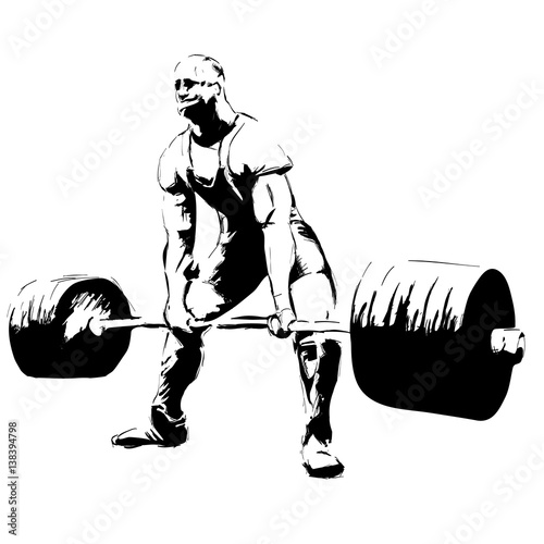 powerlifter with barbell deadlift