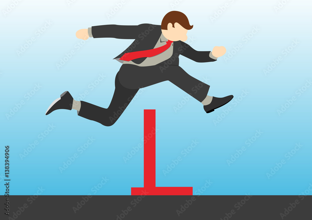 Simple business cartoon vector jump hurdles Stock Vector | Adobe Stock