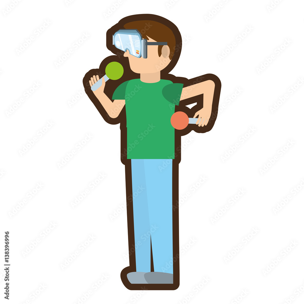 man with reality virtual headset vector illustration eps 10