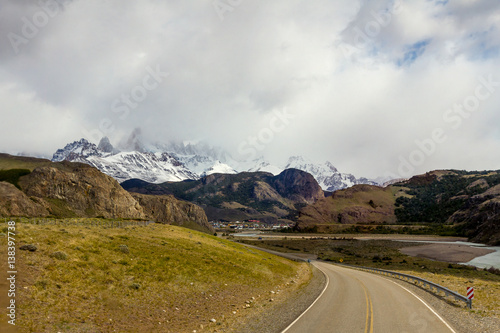 Argentina, Patagonia. Road to El Chalten city with the beautiful mountains view.