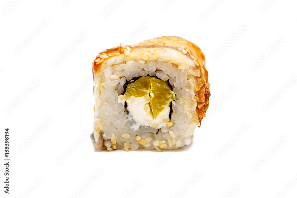 Roll with smoked eel Dragon. Insulated. Roll with smoked eel Dragon. Insulated.