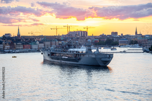 Photography USS Mount Whitny krigsfartyg från USA på flottbesök i Stockholm