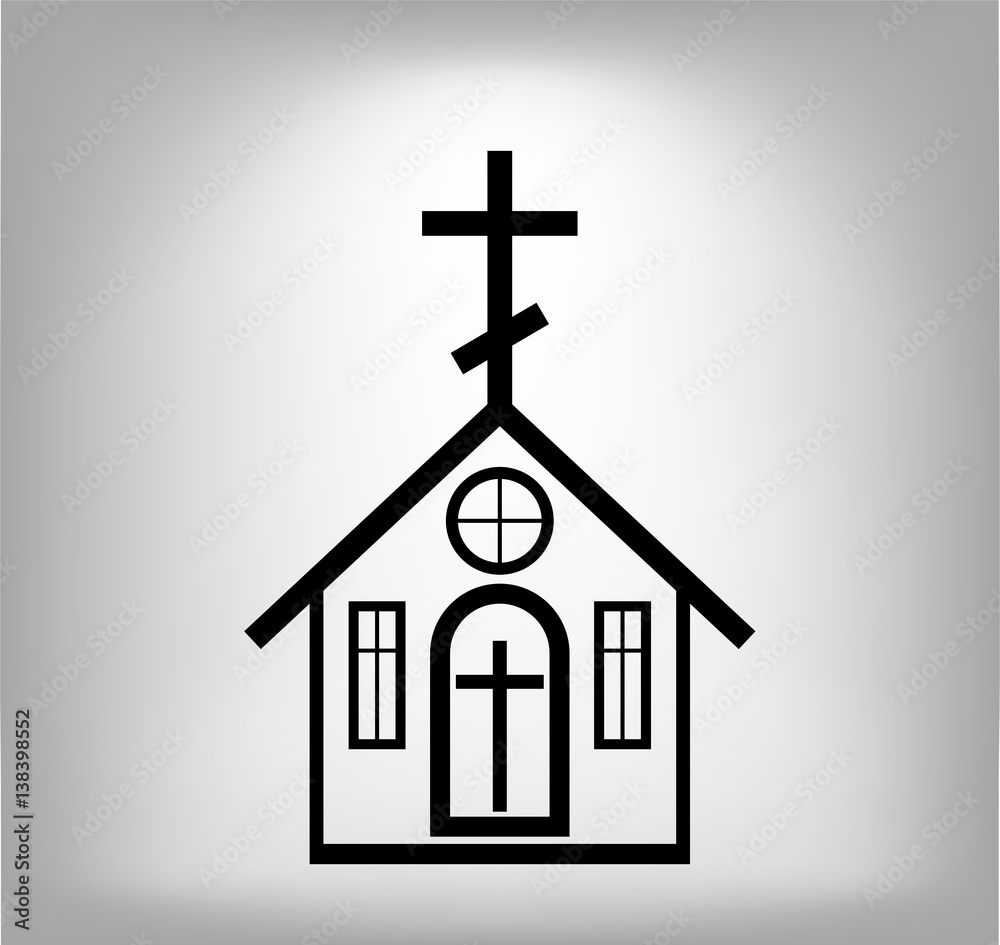 Vector church Icon with cross. Illustration eps 10.