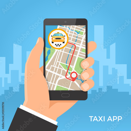 Taxi service and gps navigation concept