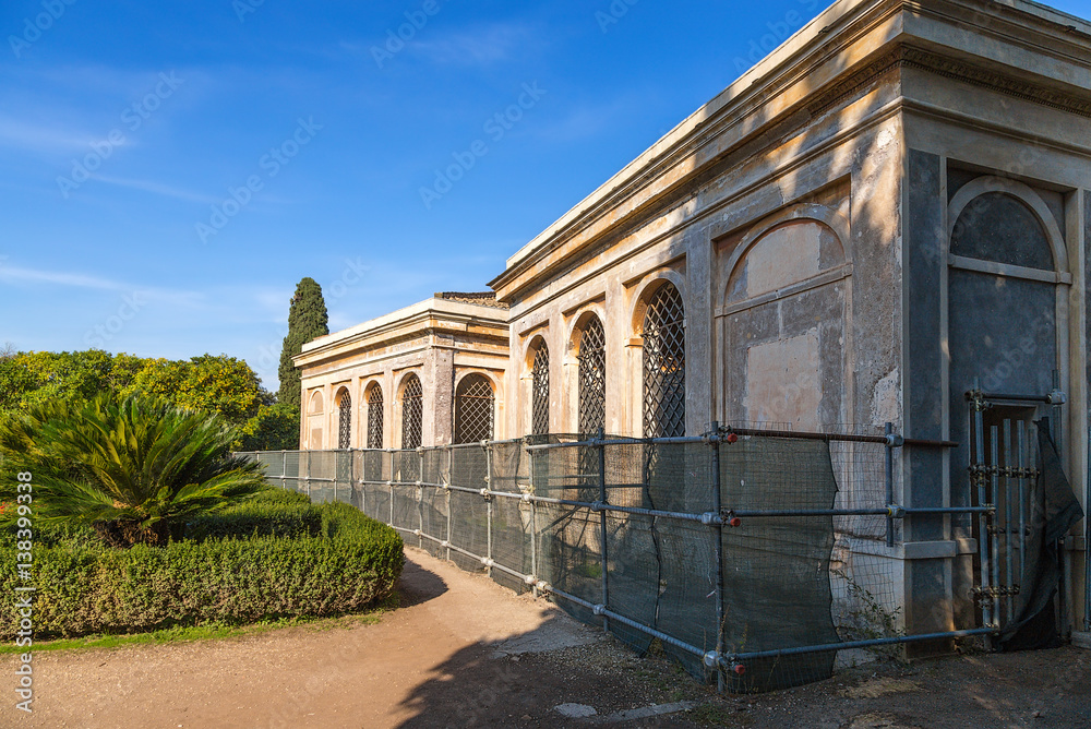 Rome, Italy. Buildings in the gardens of Farnese on the Palatine Hill