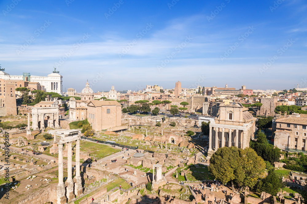 Rome, Italy. The ruins of the Roman and Imperial Forum