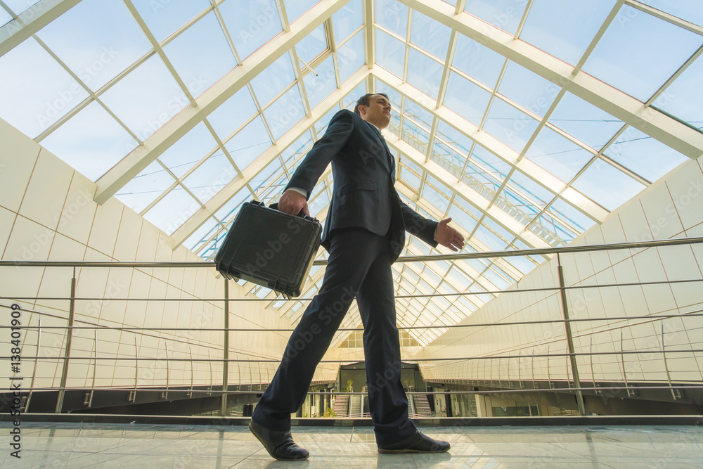 Fototapeta premium The man walk in the office balcony