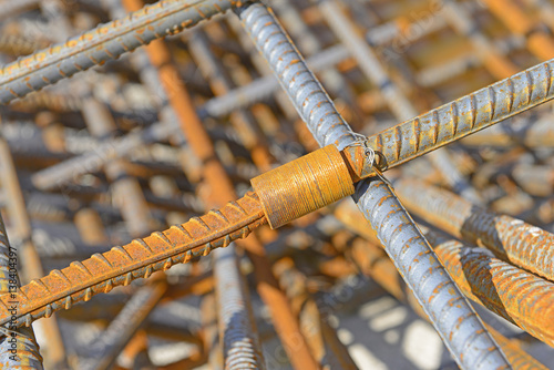 Steel mesh hole, close-up