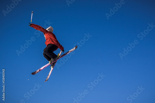 Skier doing jump tricks