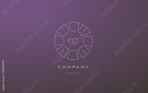 rc r c monogram floral line art flower letter company logo icon design