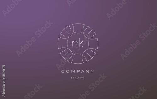 nk n k monogram floral line art flower letter company logo icon design