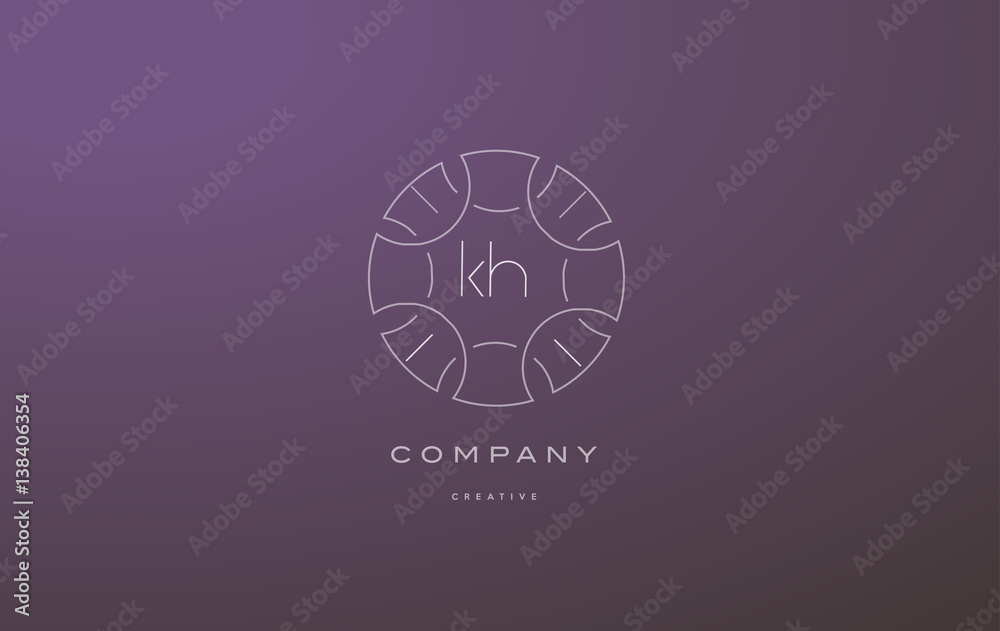 Obraz premium kh k h monogram floral line art flower letter company logo icon design