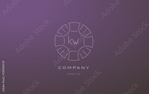 kw k w monogram floral line art flower letter company logo icon design