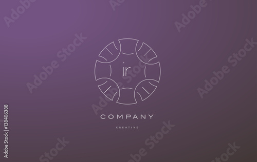 ir i r monogram floral line art flower letter company logo icon design