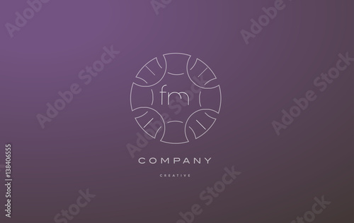 fm f m monogram floral line art flower letter company logo icon design
