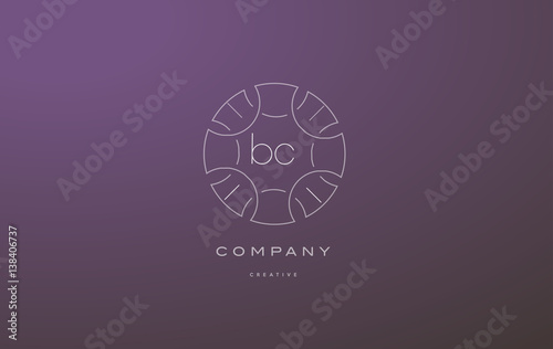 bc b c monogram floral line art flower letter company logo icon design