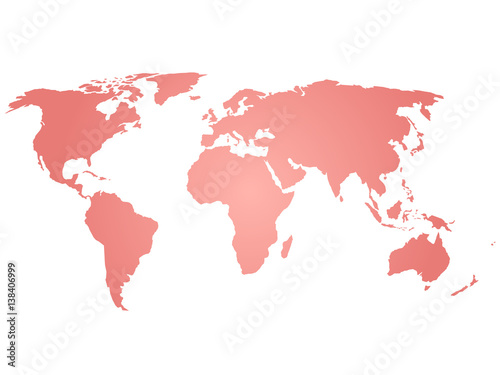 Map of World. Pink silhouette vector illustration with gradient on white background.