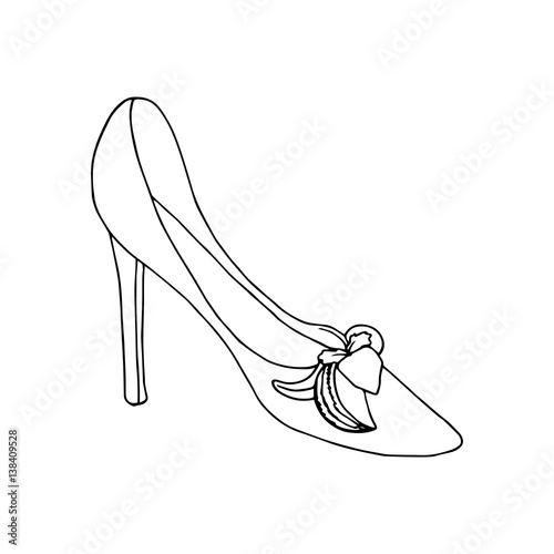 High-heeled shoes for woman. Fashion footwear artwork. Isolated clipart for coloring book pages design