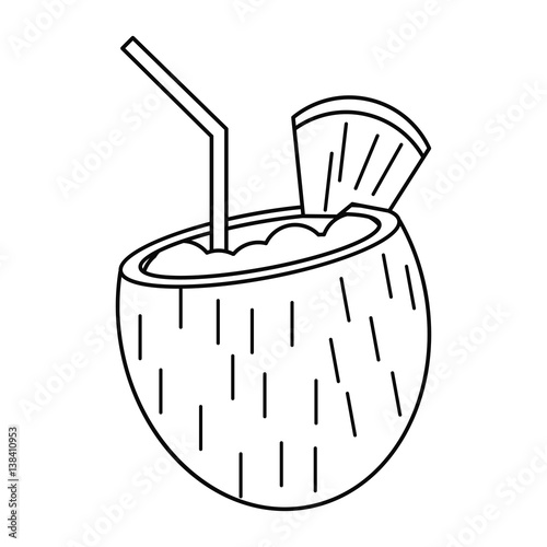 cocktail coconut fresh drink thin line vector illustration eps 10