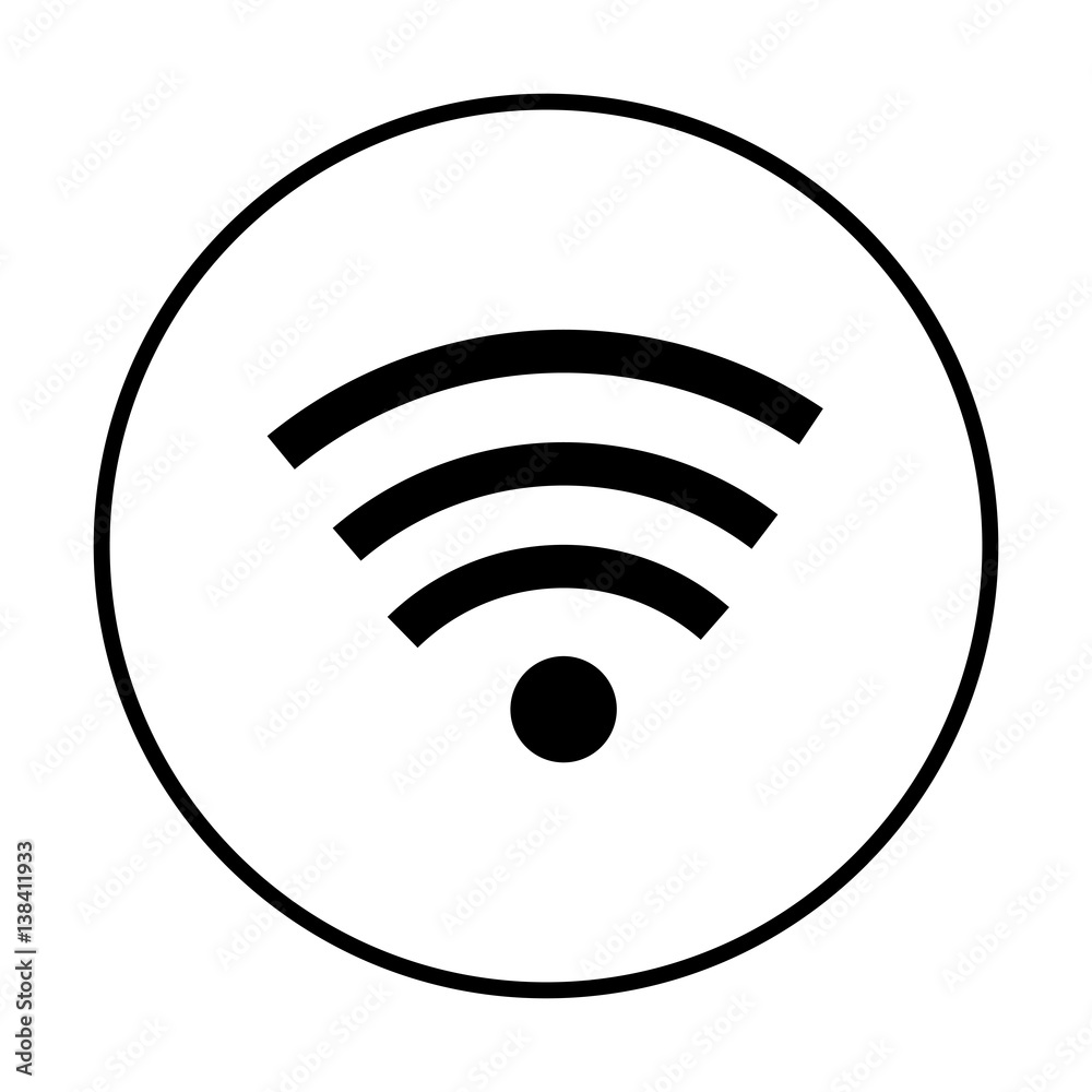 monochrome contour with circular frame with wifi icon monochrome contour with circular frame with wifi icon
