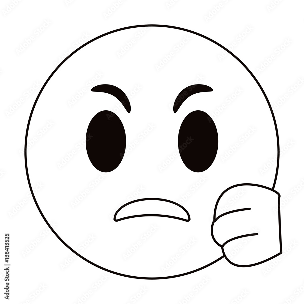 Fototapeta premium angry emoticon funny thin line vector illustration eps 10