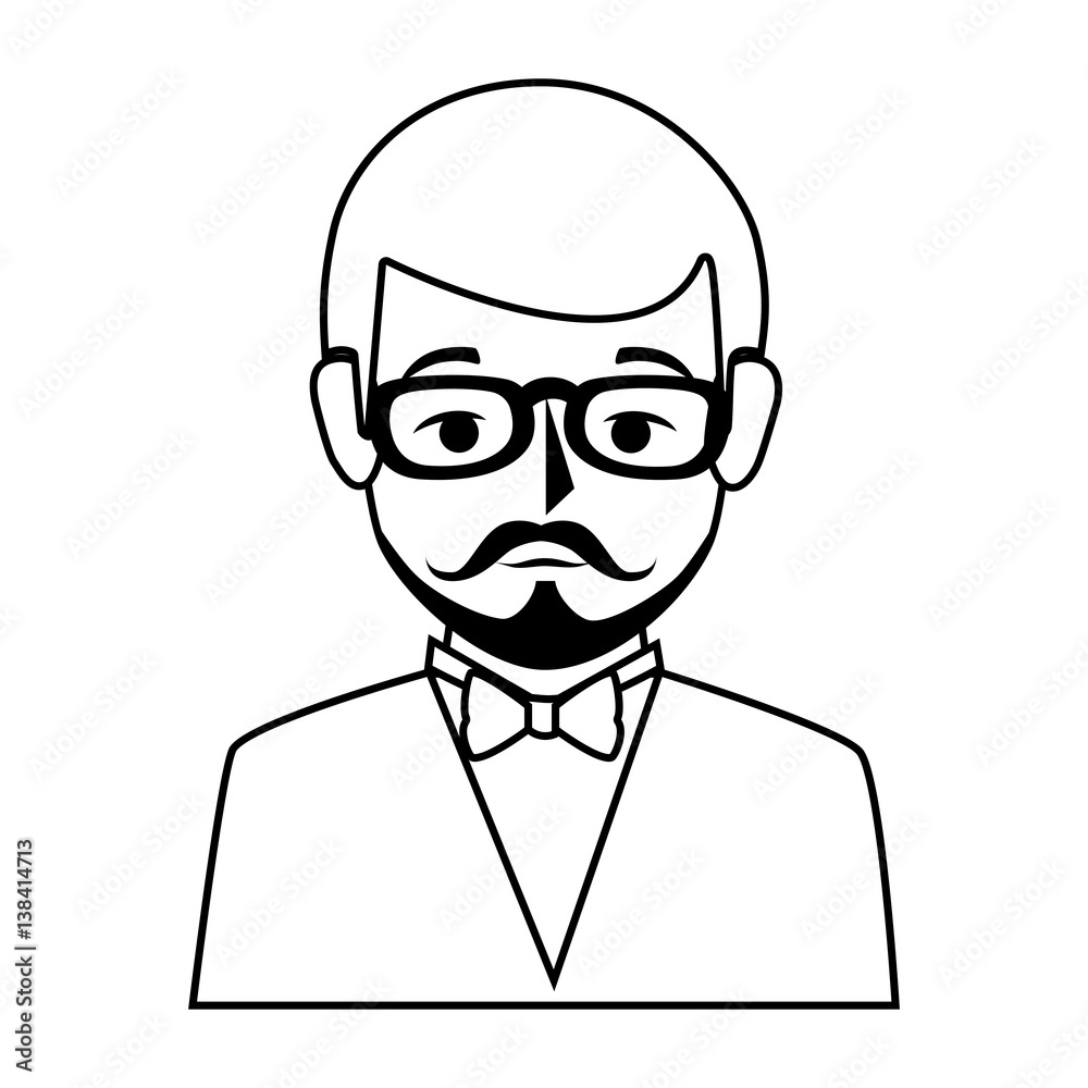 silhouette half body man formal style with mustache vector illustration silhouette half body man formal style with mustache vector illustration