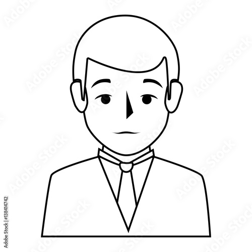 silhouette half body man formal style vector illustration