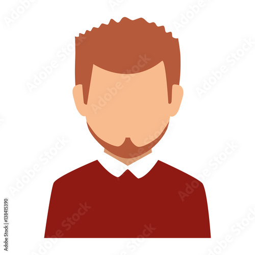 colorful silhouette faceless half body man with beard vector illustration