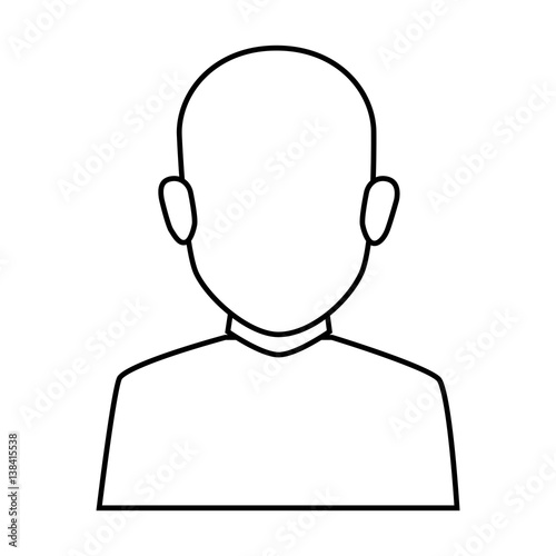 silhouette faceless half body brunette bald man vector illustration