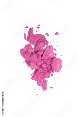 Fototapeta Naklejka Na Ścianę i Meble -  Pink color eye shadow powder cracked on background