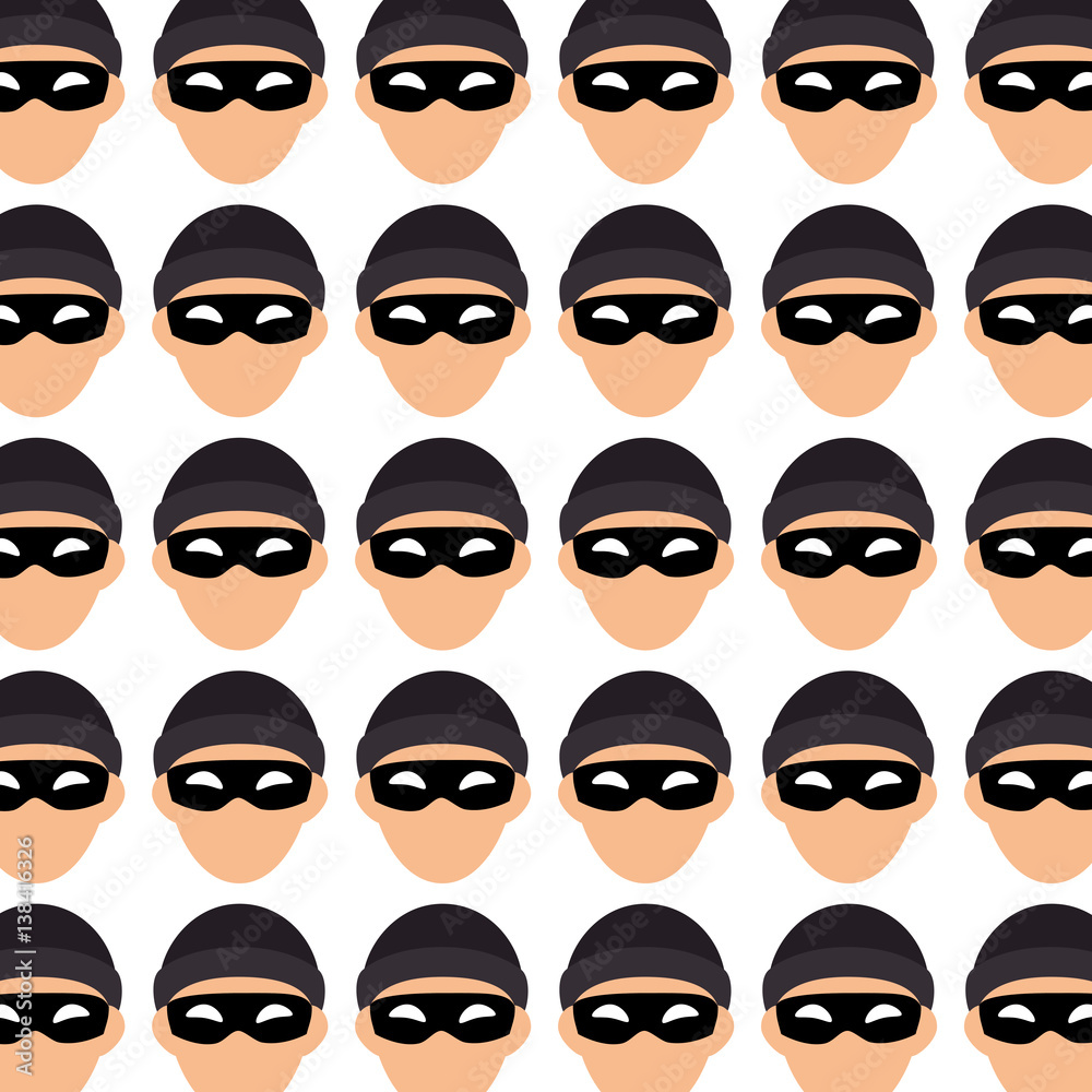 color silhouette with pattern of hacker face vector illustration
