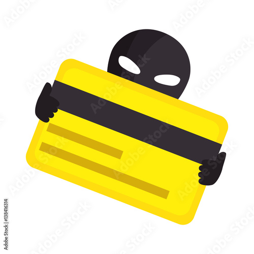 color silhouette with hacker stealing credit card vector illustration