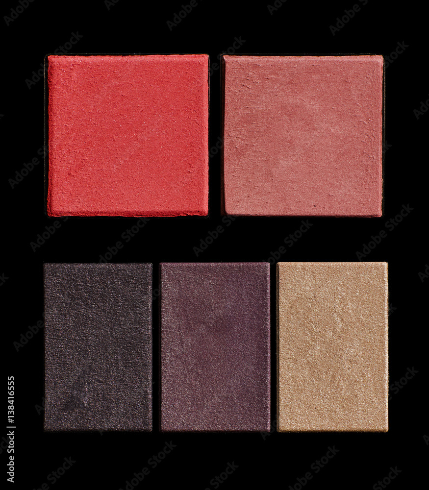 Fototapeta premium Colorful tone cosmetic in square shape on black background