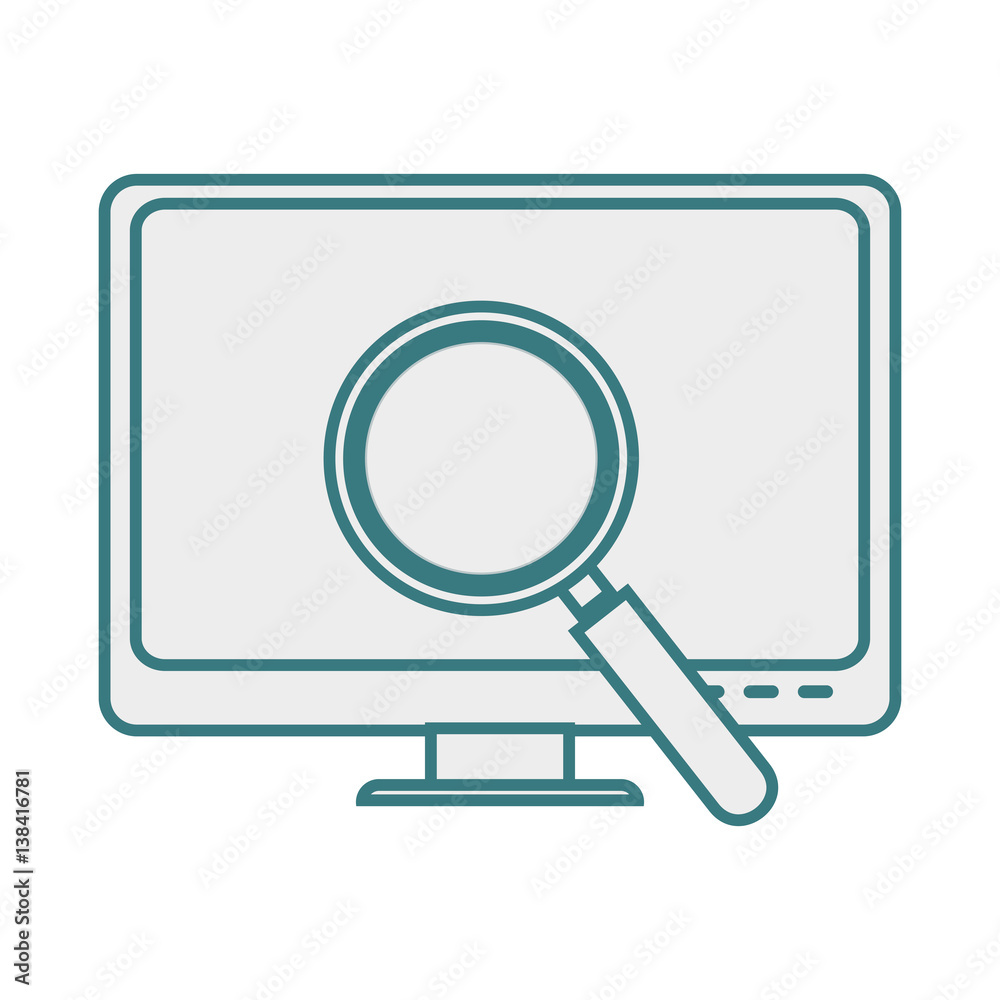 monochrome contour of lcd monitor and virus scanning vector illustration monochrome contour of lcd monitor and virus scanning vector illustration