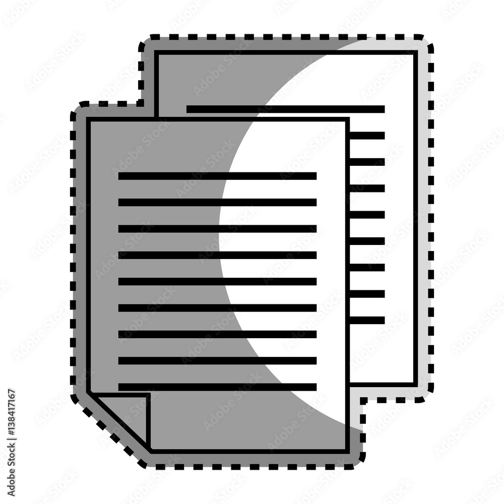 monochrome contour sticker with document file vector illustration