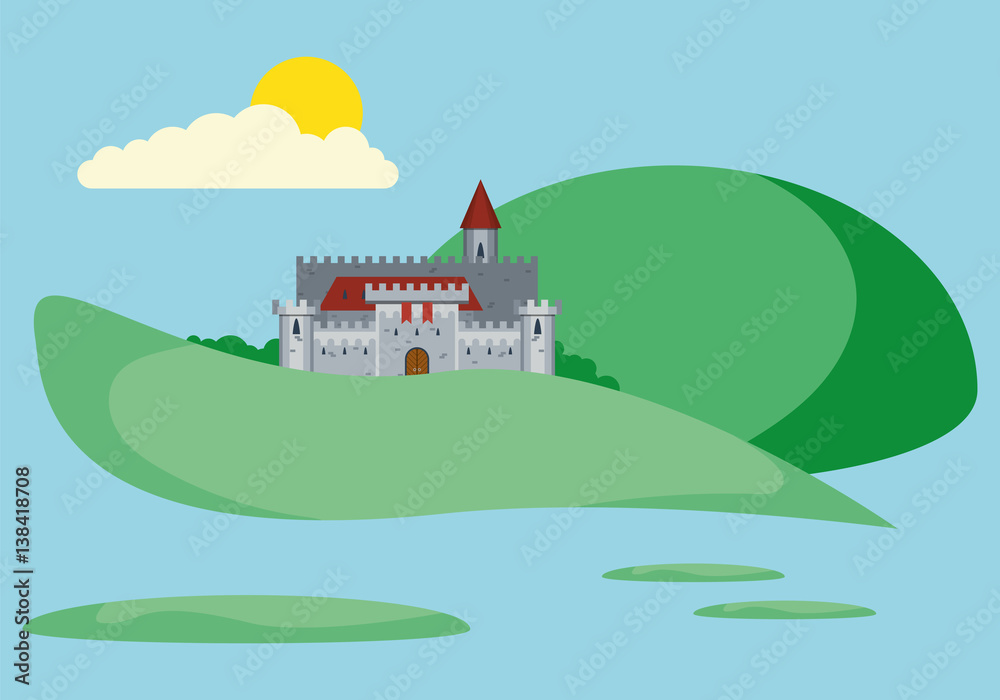 Naklejka premium Beautiful Landscape With Old Stronghold