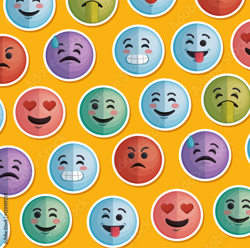 set faces emoticons characters icons vector illustration design