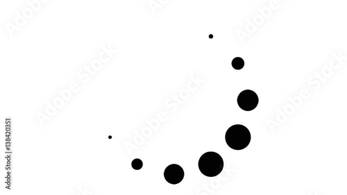 A loader - spinner animation: classic bubbles, fast movement. Use: fake mock video buffering / loading. White background.
