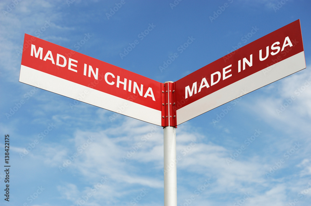 road directional sign with choice made in China or USA road directional sign with choice made in China or USA
