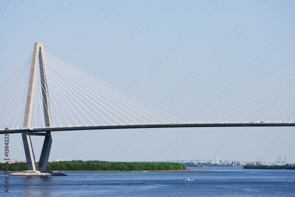 Fototapeta premium close up on bridge in Charleston